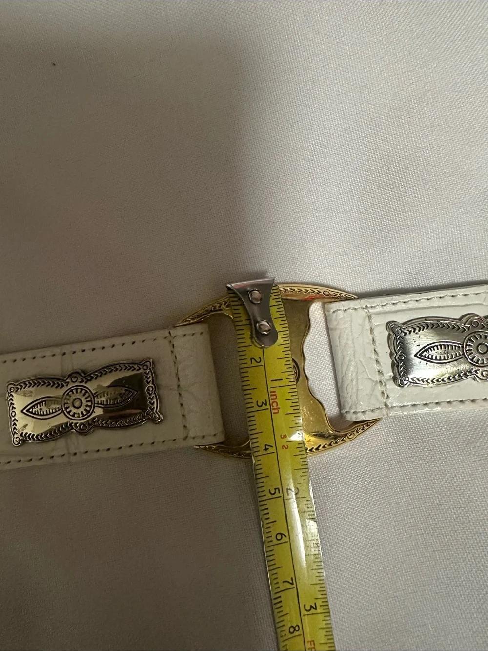 Michael Rose  White Leather women’s Belt with Gold Buckle size S/M